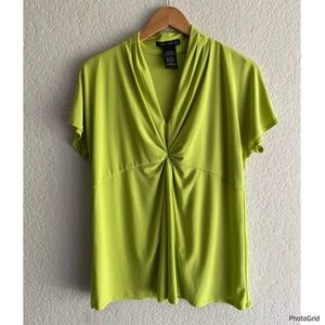 Grace Elements Lime Green Twist Front Blouse